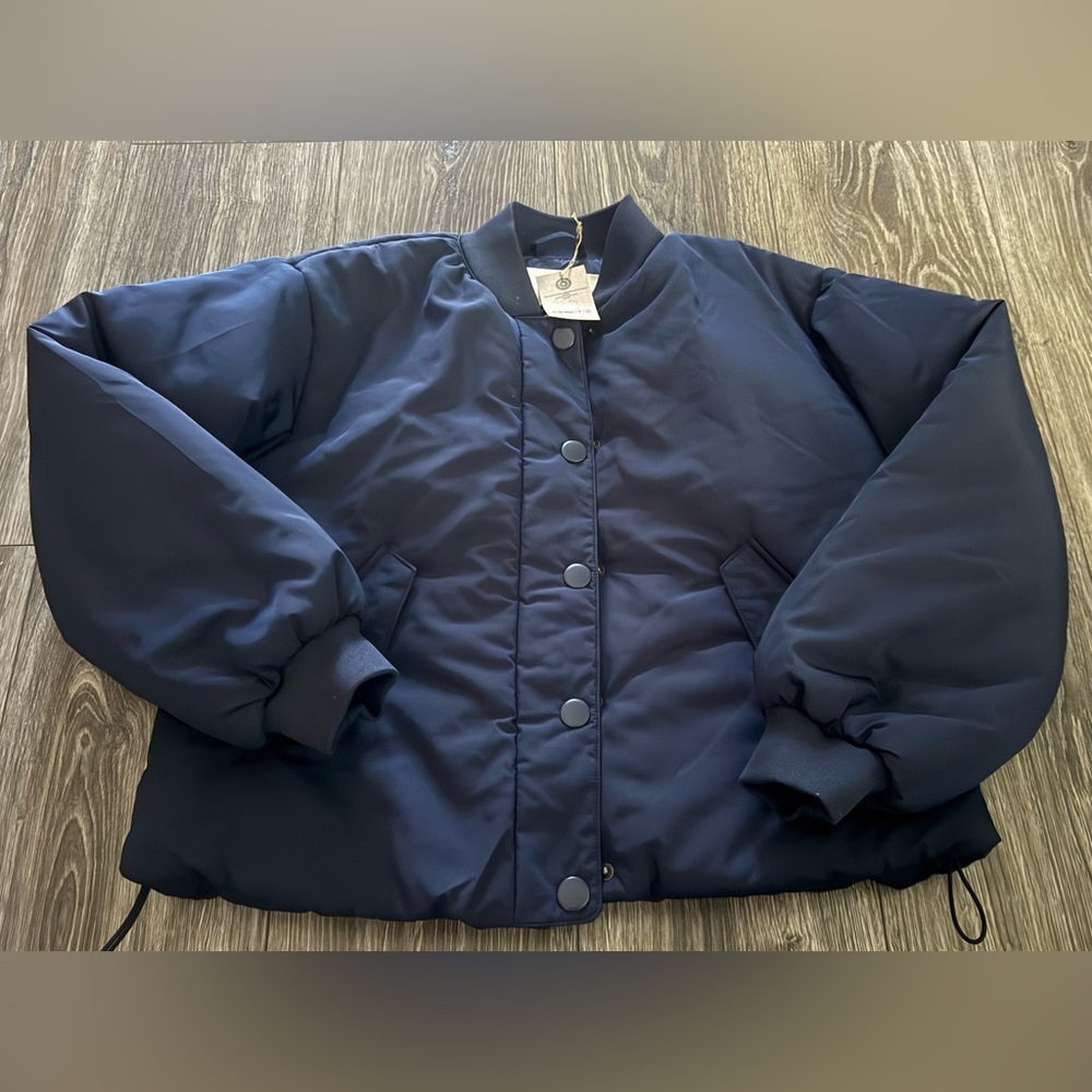 NWT Amazon Essentials Navy Blue Women's Bomber Jacket